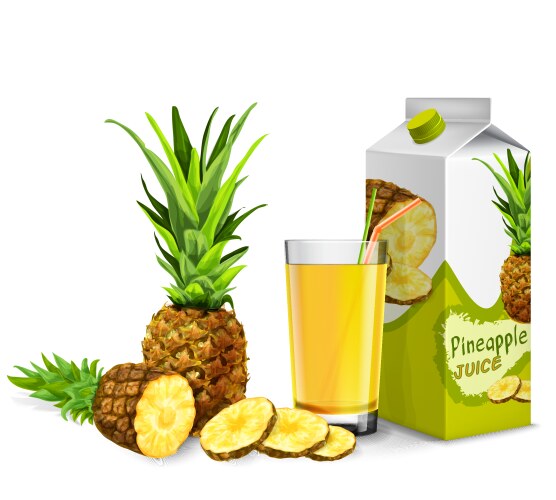 Realistic pineapple juice splash slice Royalty Free Vector