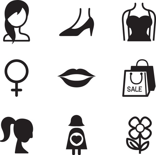 Woman symbol icon set vector image