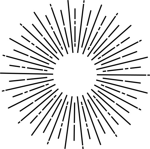 Linear sun rays painted in vintage style Vector Image