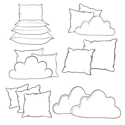 Pillow Sketch Art - White Background Vector Image