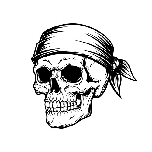 Black and white of a pirate skull Vector Image