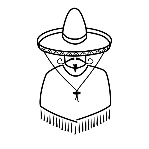 Mexican in sombrero on white background Vector Image