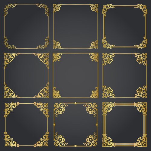 Gold vintage design elements corners and borders Vector Image