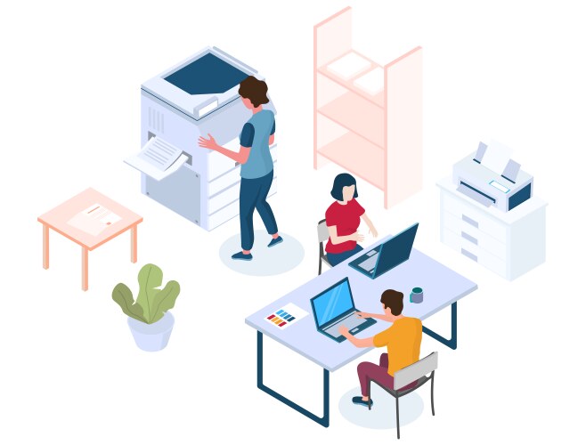 Printing services website landing page Royalty Free Vector