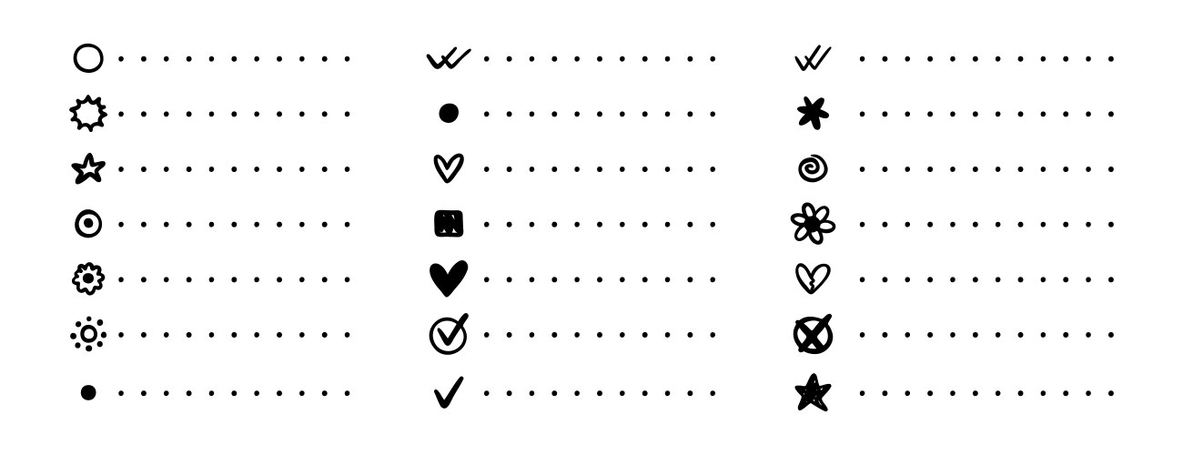 Notebook point checklist set various bullet vector image