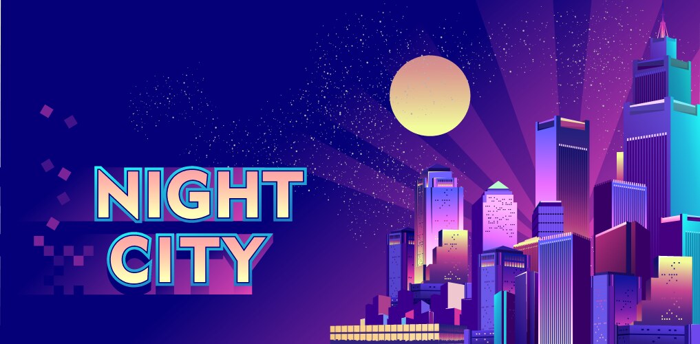 night neon city vector image