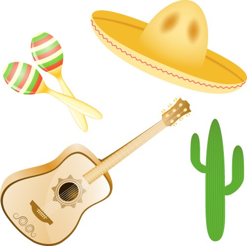 Set of various mexican images eps10 Vector Image