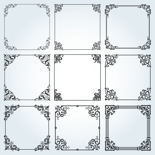 Decorative frames set of curved graphic ornament Vector Image