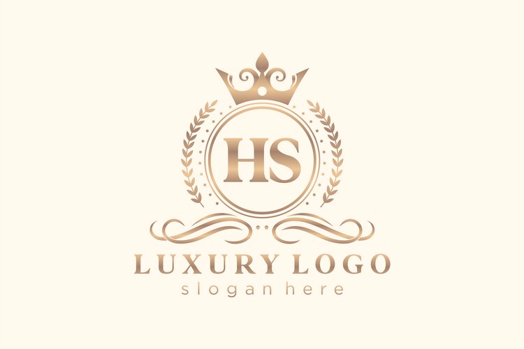 Initial hs letter royal luxury logo template Vector Image