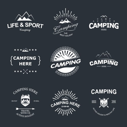 Retro Camping Badges & Labels Vector Image