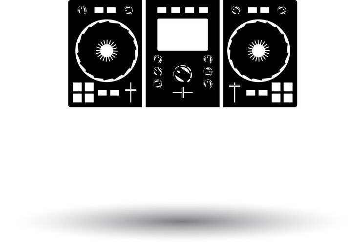 Black and white dj player Royalty Free Vector Image
