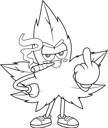 Outlined angry marijuana leaf cartoon character Vector Image