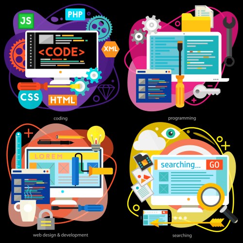 Programming and development analytics coding vektorbild