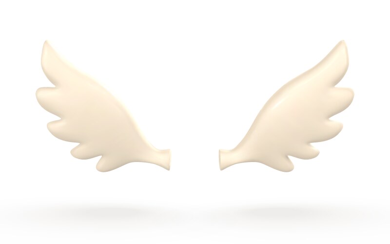 3d white angel wings in cartoon minimal style vector image