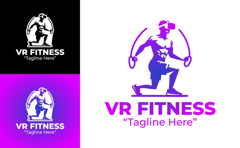 VR Fitness Headset Logo Vector Image