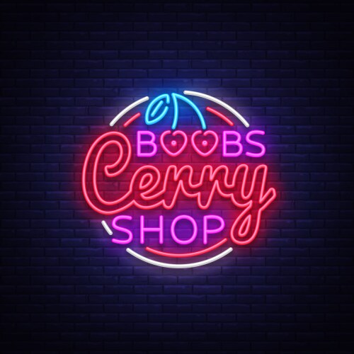 sex shop design template with cherry boobs cherri vector image