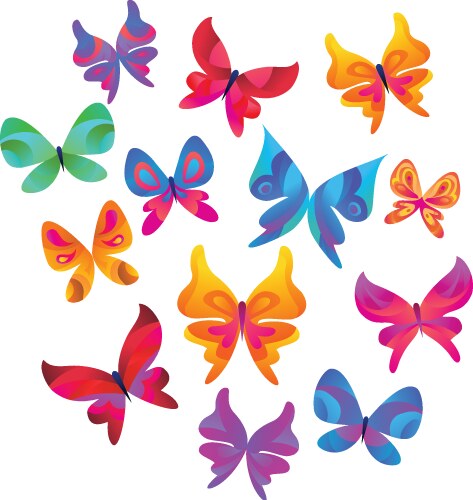 Colorful butterflies flying above dandelion field Vector Image