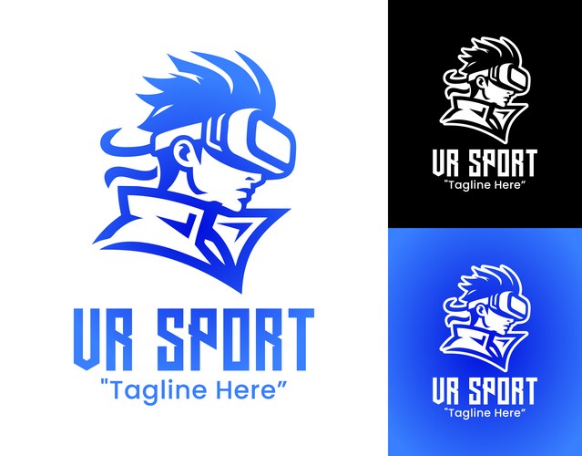 VR Athlete Mark - Minimal Sport Logo Vector Image