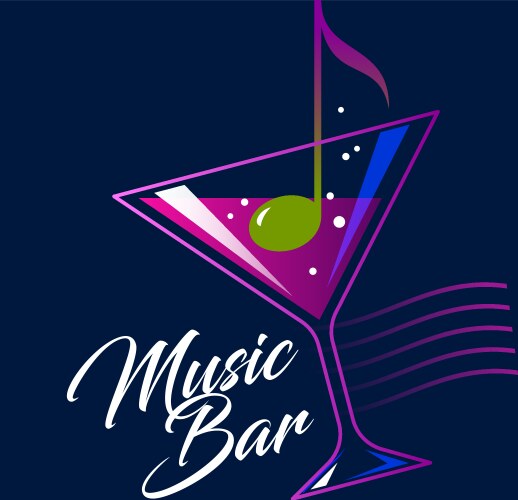 Music Bar Logo - Olive Note Glass Vector Image
