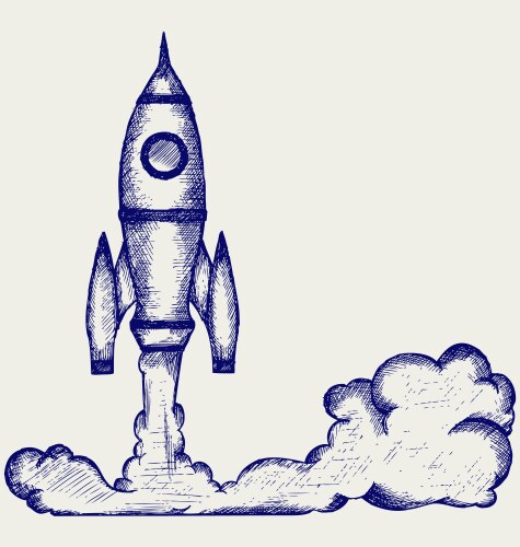 retro rocket vector image