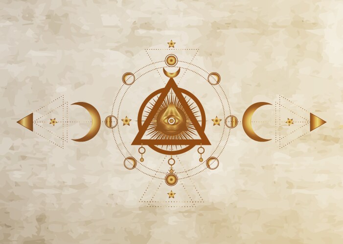 Eye providence masonic symbol moon phase sign Vector Image