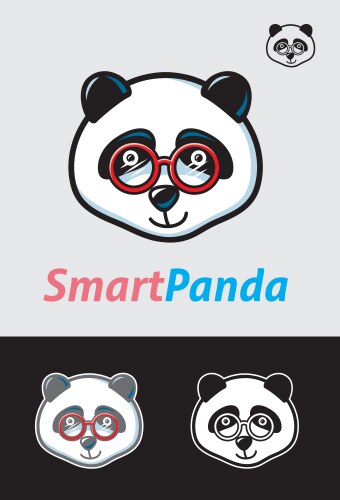 smart panda geek symbol vector image vector image