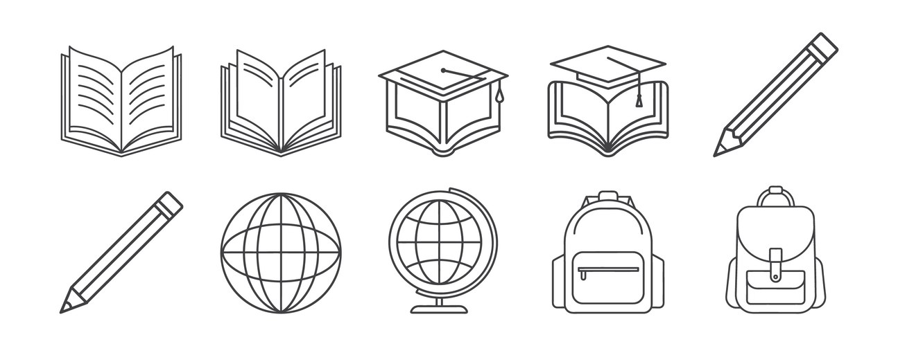 Education and learning line art icon set Vector Image