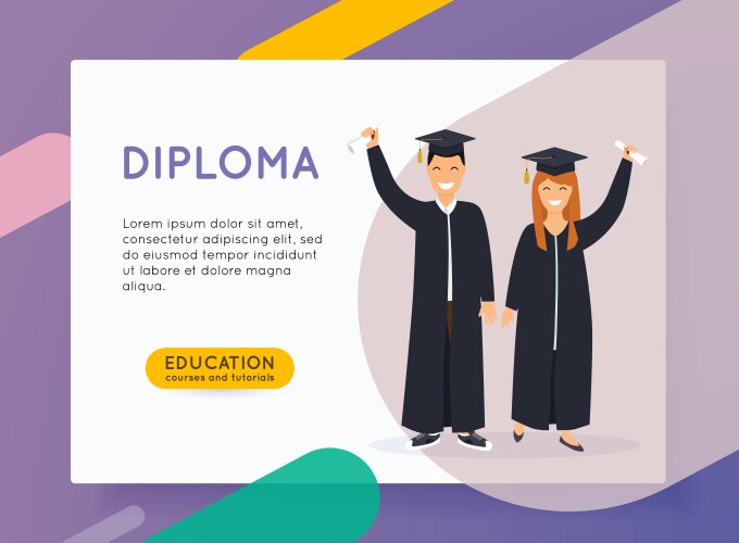 Online education concept man and woman graduates vector image