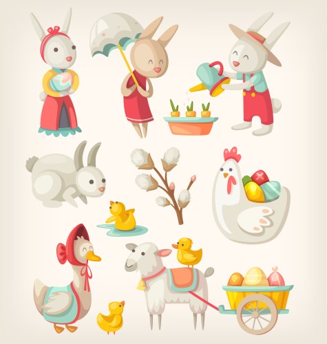 easter toys and characters vector image vector image