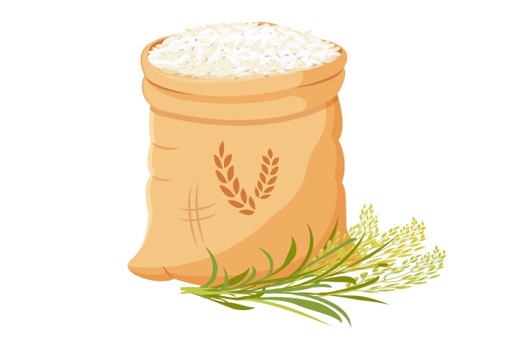 Bag of rice with bunch ears Vector Image