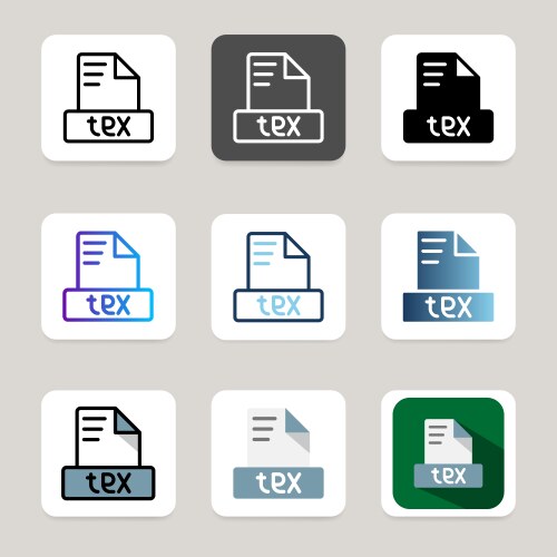 Set latex file format icons with different colors vector image