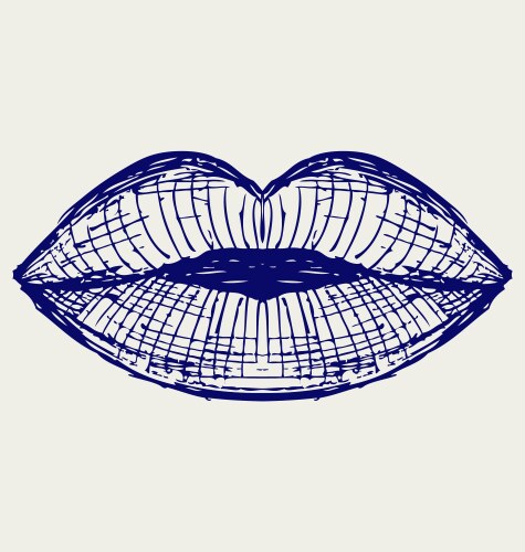 Woman's Lips - Doodle Art Vector Image