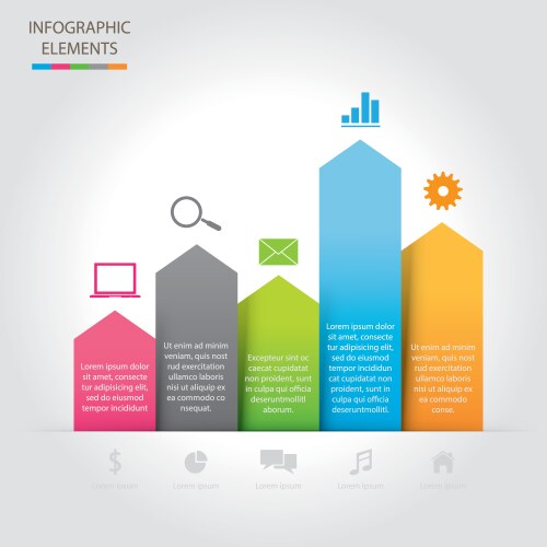 Colorful origami paper graph infographic Vector Image