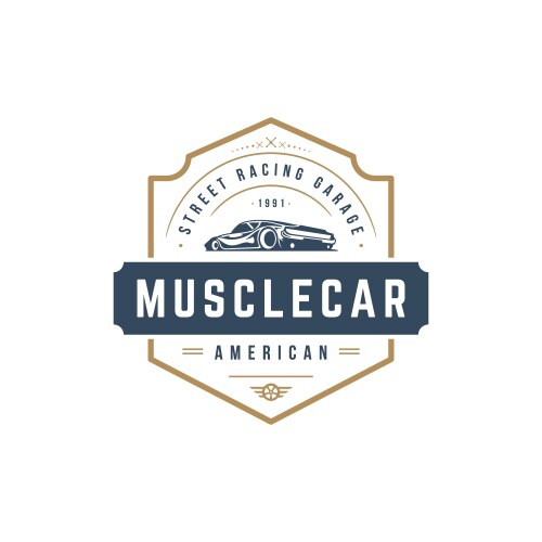 Vintage Muscle Car Badge Template Vector Image