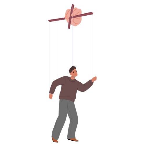 Character controlled by puppeteer strings vector image