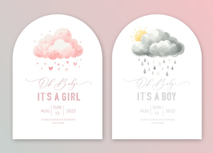 Cute baby shower watercolor invitation card Vector Image