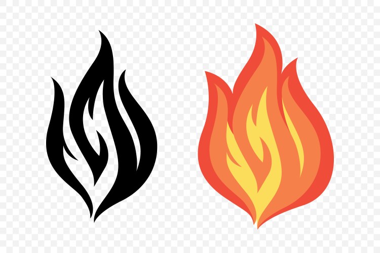 Fire flame icon set campfire shape sign Royalty Free Vector