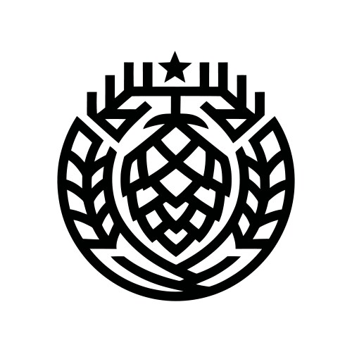 Hop & Wheat Emblem Vector Image