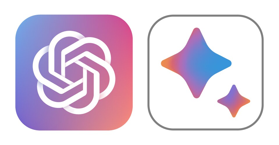 Set of openai chatgpt and google bard chatbot vector image