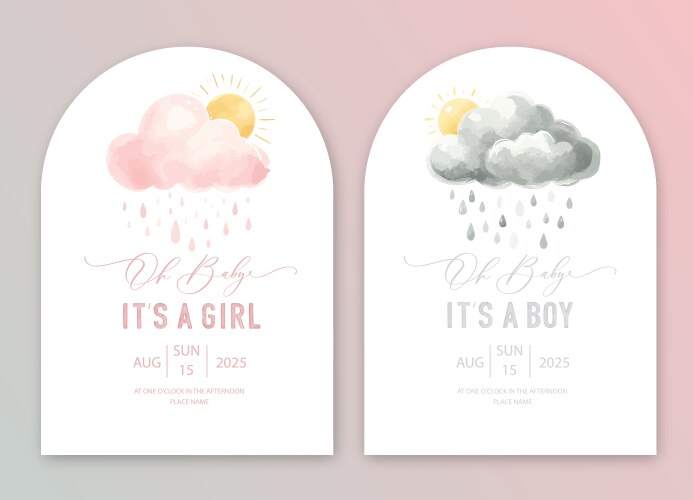 Cute baby shower watercolor invitation card Vector Image