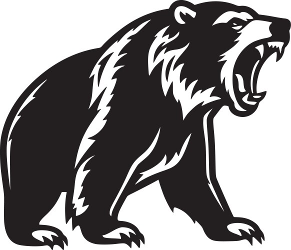 Black and White Bear Illustration Vector Image