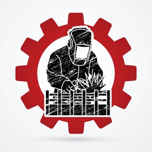 Industrial Welder Sparks Gear Vector Image