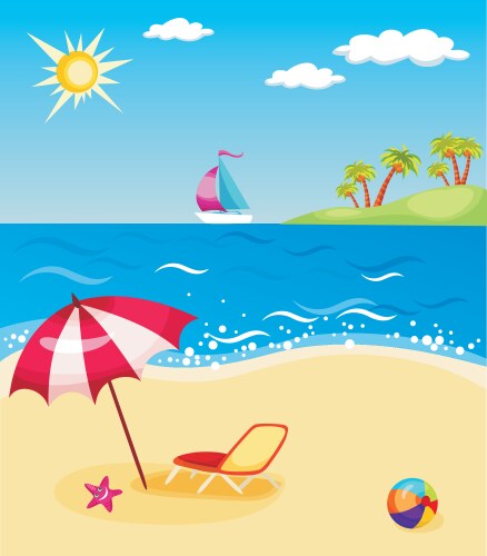 Summer background with sea island beach Royalty Free Vector