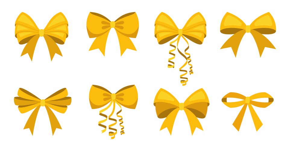 Golden ribbon bow holiday gift decoration Vector Image