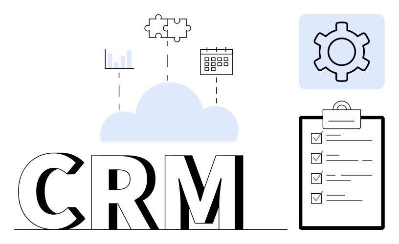 Crm concept with cloud computing data analytics vector image