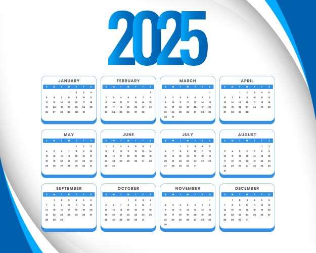 Happy new year 2025 calendar printable template Vector Image