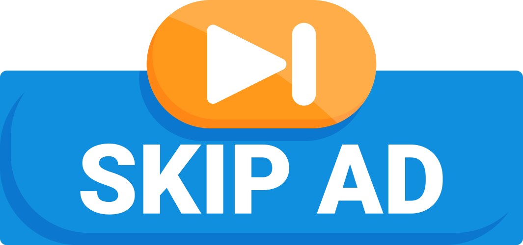 Skip ad button allowing viewers to bypass vector image