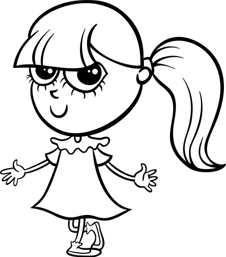 Cute girl cartoon coloring page vector image