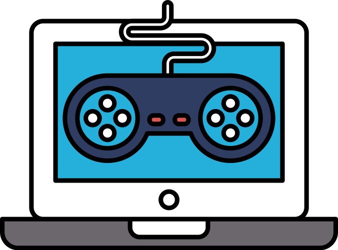 A computer monitor with video game controller vector image