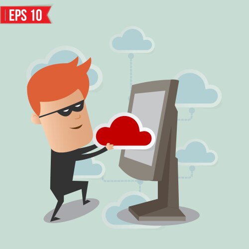 Cybersecurity: Hacker Attacks Cloud Network vector image